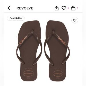 HAVAIANAS | Slim Square Logo Flip Flops SIZE 6 (Barely Worn)